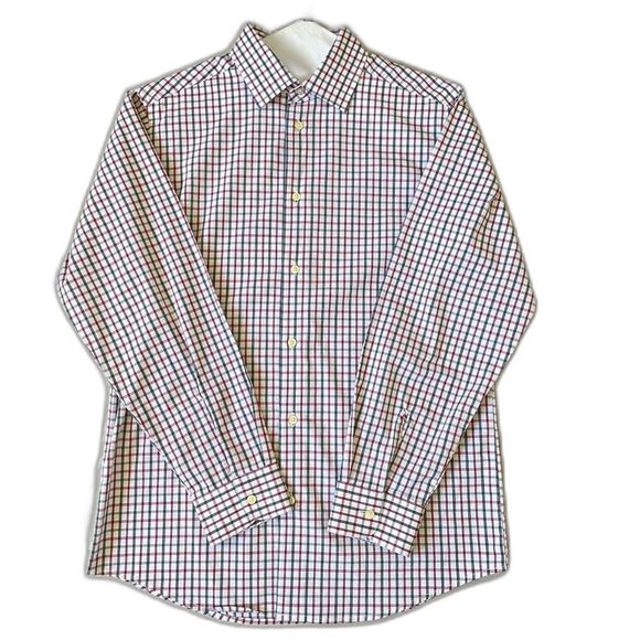 Boys Chaps Long Sleeve Button Down Shirt Red Black Check Size Large 14/16 - Picture 1 of 4